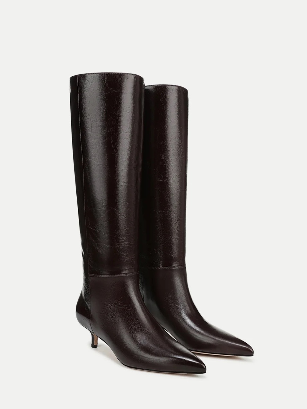 Veronica Beard Lisa Kitten-Heel Tall Boots in Deep Brown